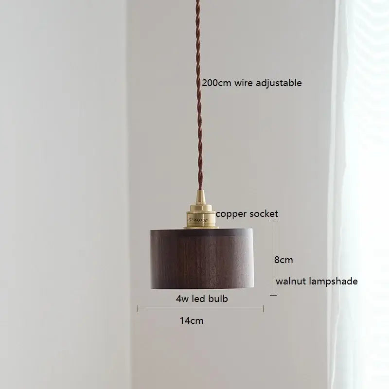 Suspension bois noyer et cuivre minimaliste élégant