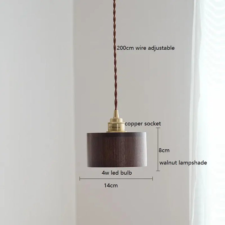 Suspension bois noyer et cuivre minimaliste élégant
