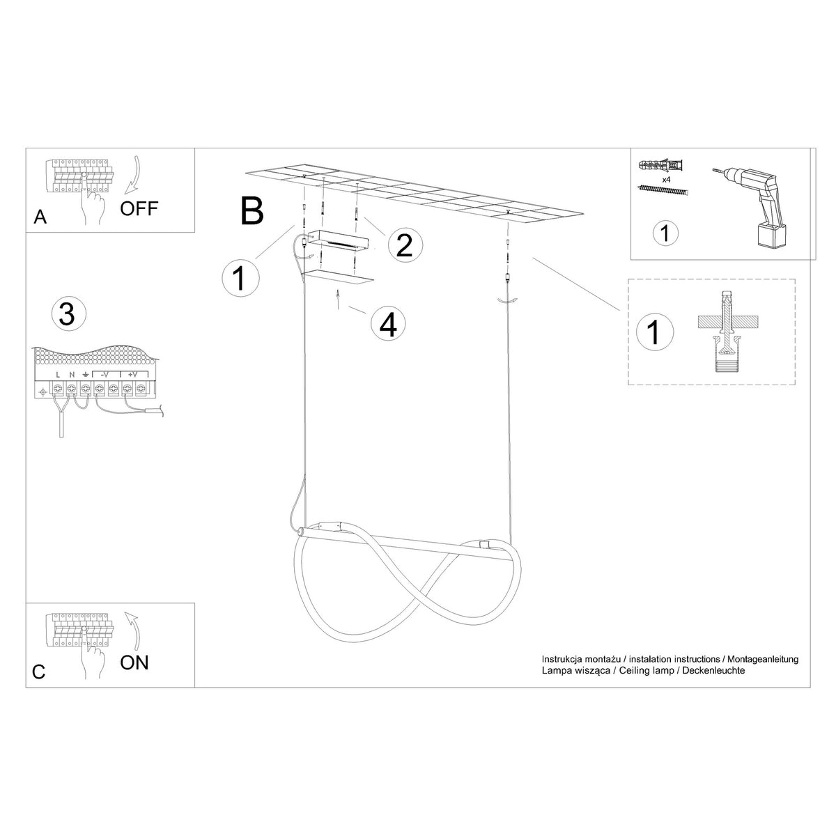 Schéma d'installation du luminaire