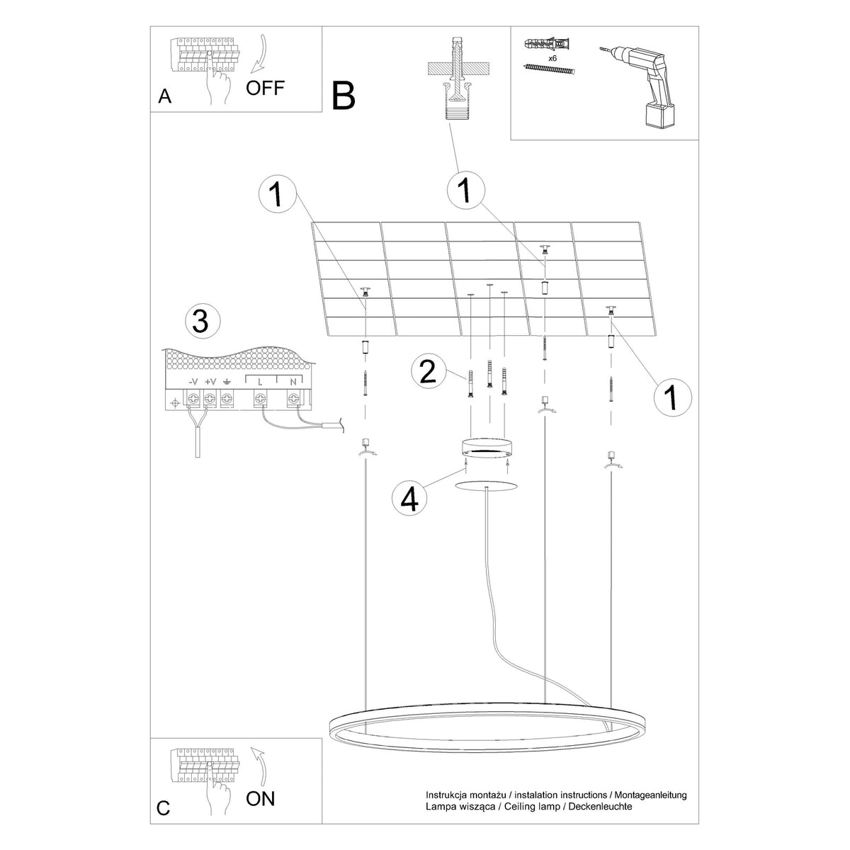 Schéma d'installation du luminaire