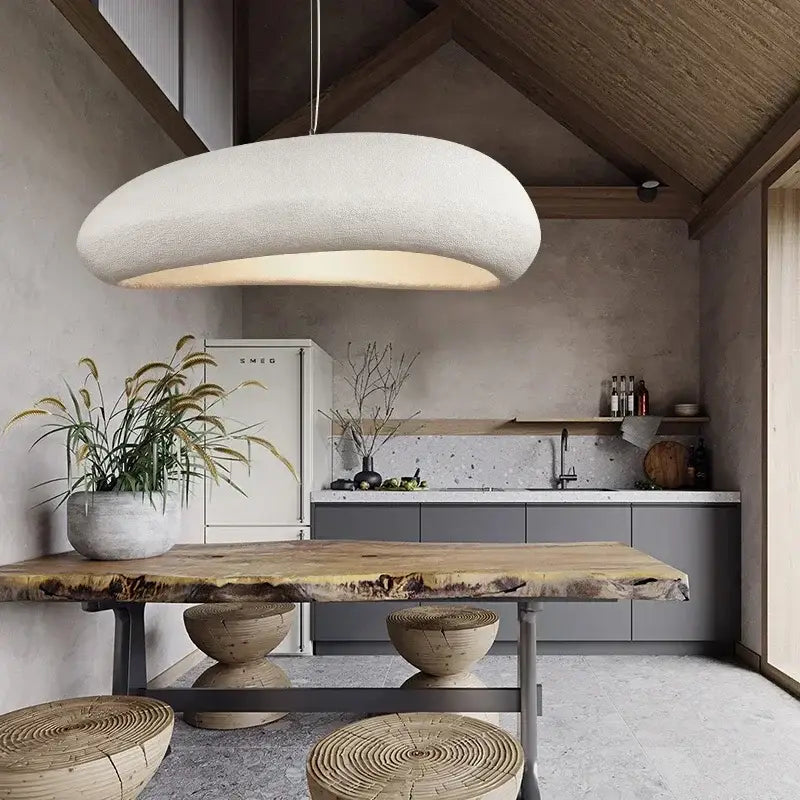 Suspension luminaire design contemporain effet pierre naturel