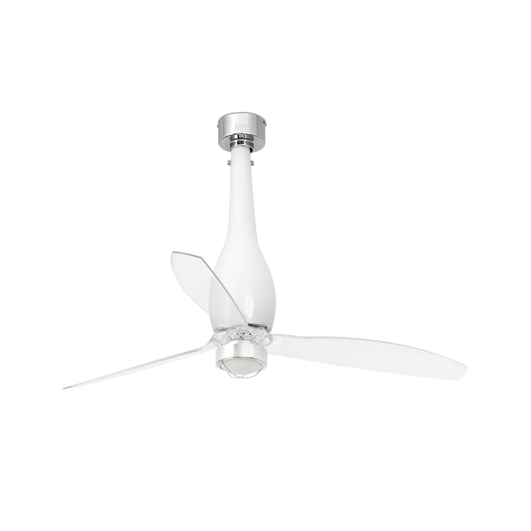 Ventilateur Eterfan blanc brillant à pales transparentes, avec lumière LED