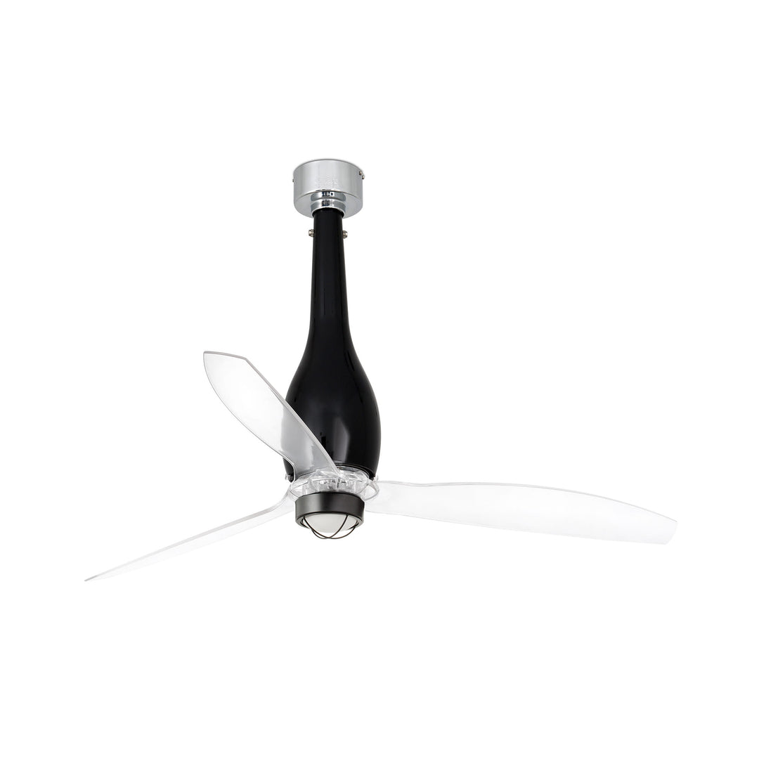 Ventilateur Eterfan noir brillant à pales transparentes, avec lumière LED