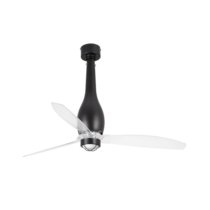 Ventilateur Eterfan noir mat à pales transparentes, avec lumière LED