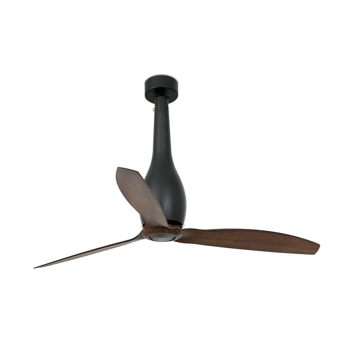 Ventilateur Eterfan noir mat à pales noyer, sans lumière