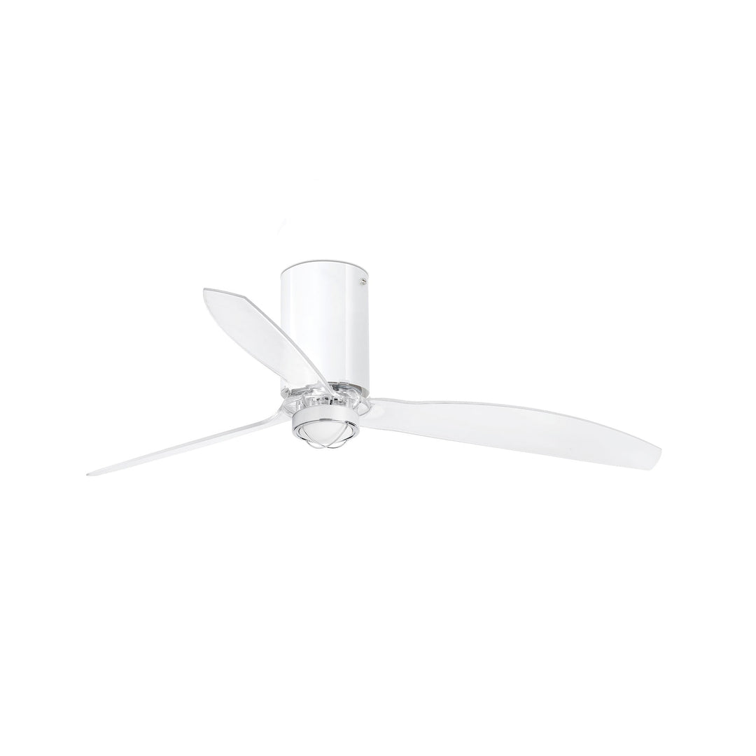 Ventilateur Mini Tube Fan blanc brillant aux pales transparentes avec lumière LED