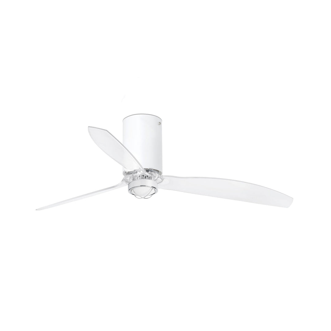 Ventilateur Mini Tube Fan blanc mat aux pales transparentes avec lumière LED