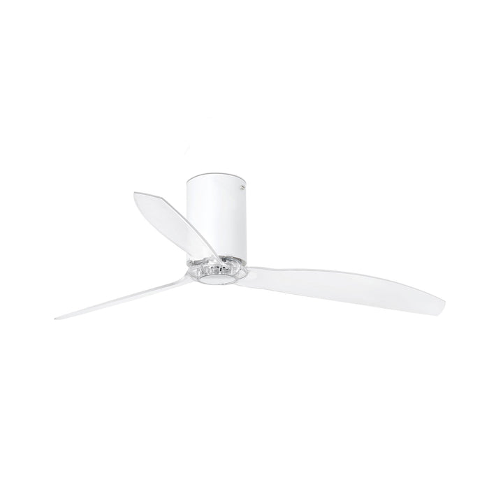 Ventilateur Mini Tube Fan blanc mat aux pales transparentes de Faro Barcelona