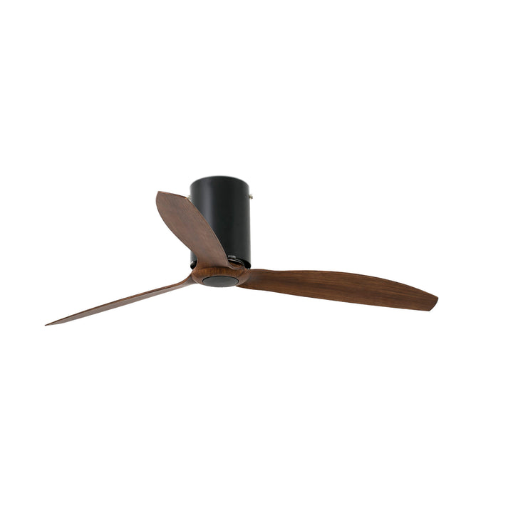 Ventilateur Mini Tube Fan noir mat aux pales noyer de Faro Barcelona