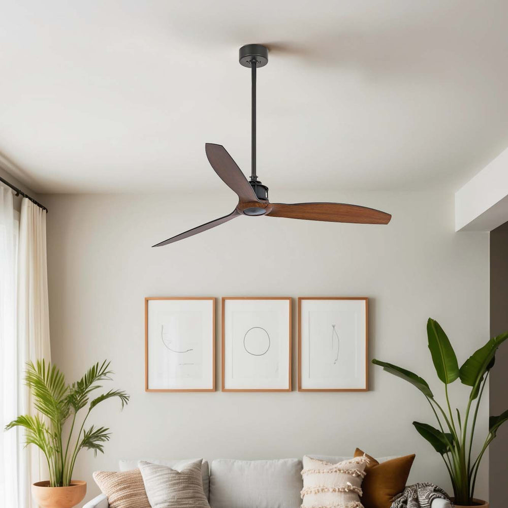 Ventilateur de plafond Just Fan noir et noyer en situation