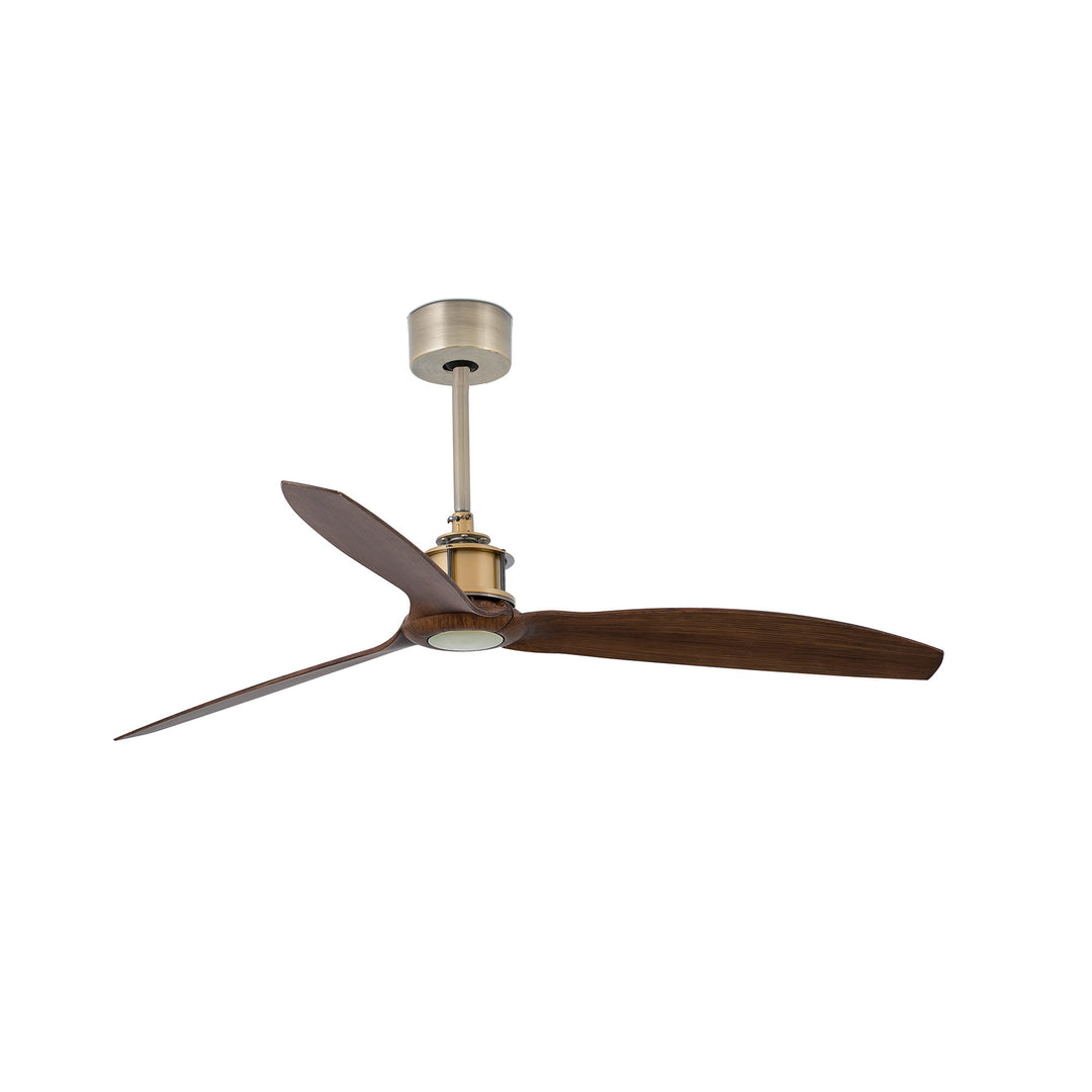 Ventilateur de plafond Just Fan or vieilli et noyer de Faro Barcelona