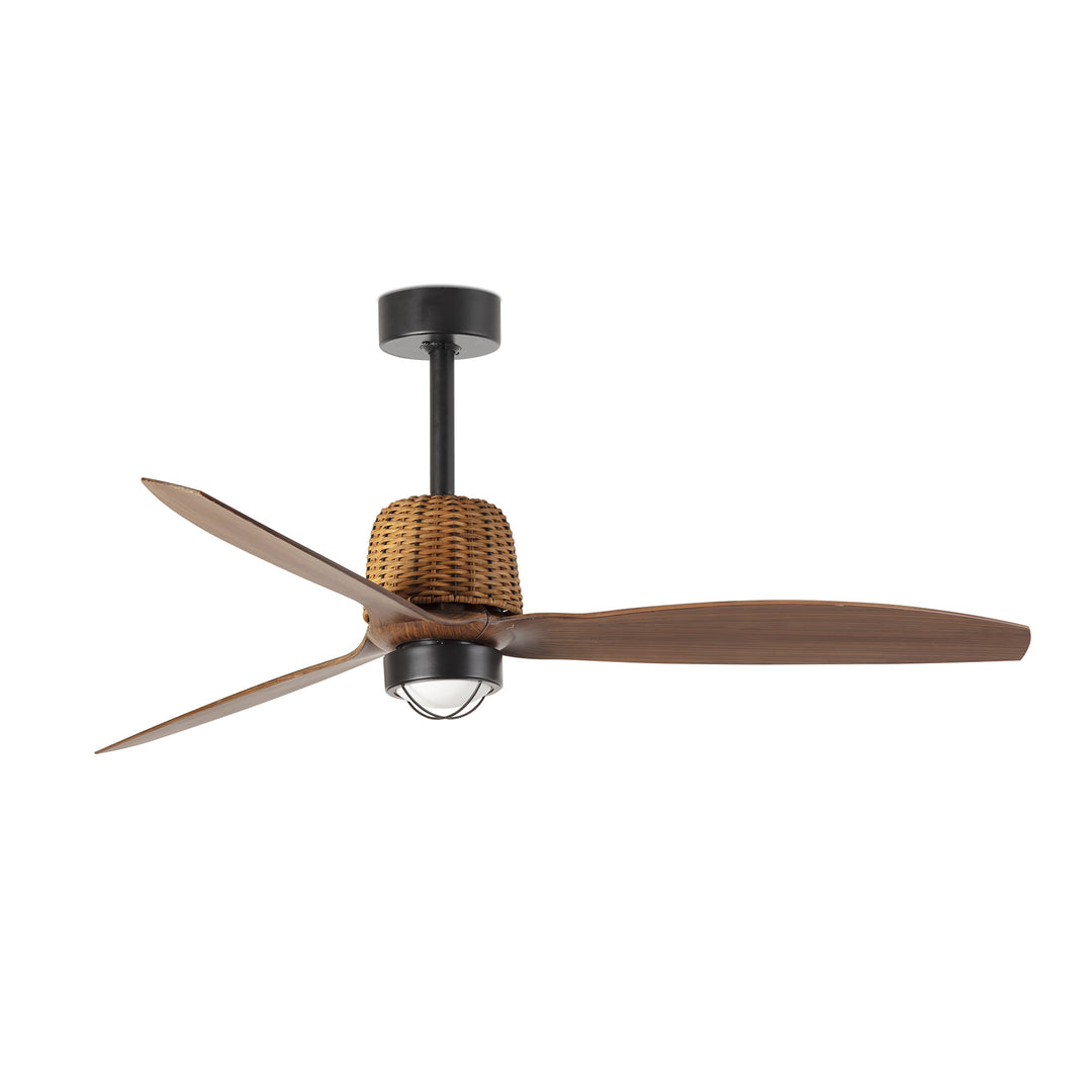 Ventilateur de plafond Weaver noir et noyer avec lumière LED