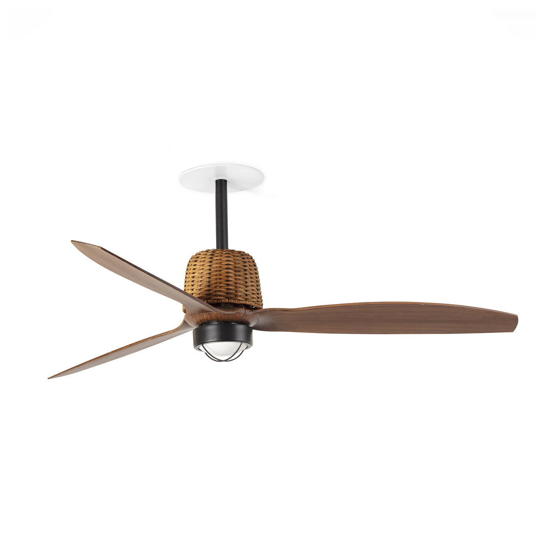 Ventilateur de plafond encastré Weaver Recessed noir et noyer avec lumière LED