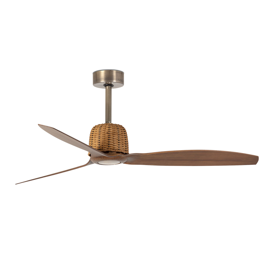 Ventilateur de plafond Weaver or vieilli et noyer de Faro Barcelona
