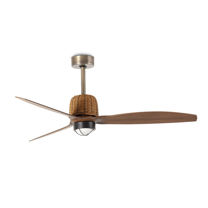 Ventilateur de plafond Weaver or vieilli et noyer avec lumière LED