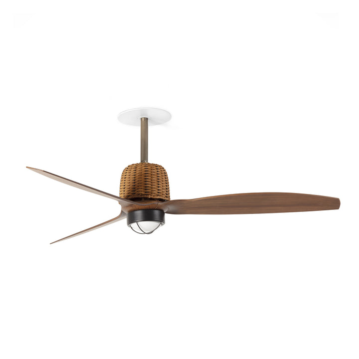 Ventilateur de plafond encastré Weaver Recessed or vieilli et noyer avec lumière LED