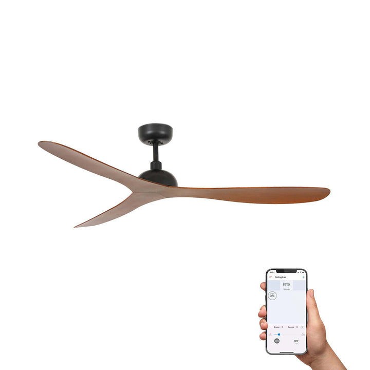 Ventilateur de plafond Gotland noir et noyer de Faro Barcelona, version Tuya