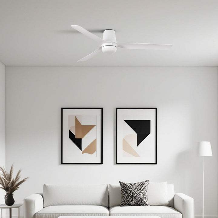 Ventilateur de plafond Punt Tub blanc avec lumière en situation
