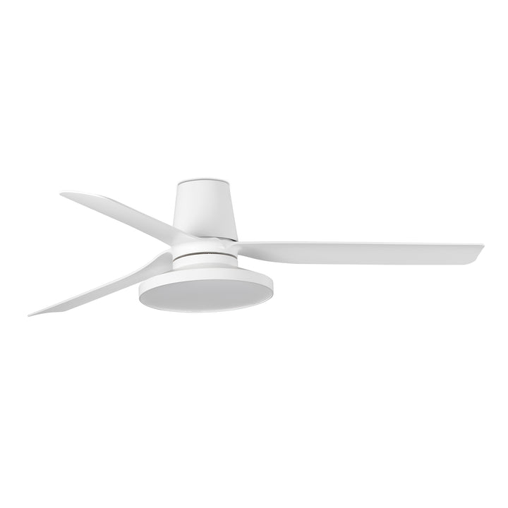 Ventilateur de plafond Punt Tub blanc avec lumière LED 20 W à diffuseur prismatique