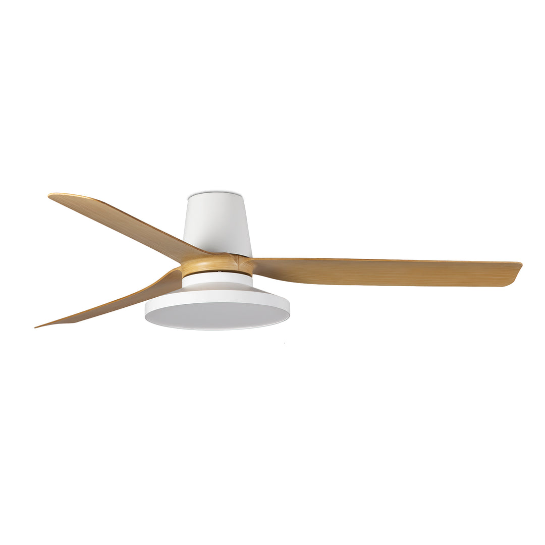 Ventilateur de plafond Punt Tub blanc à pales effet érable avec lumière LED 20 W à diffuseur prismatique