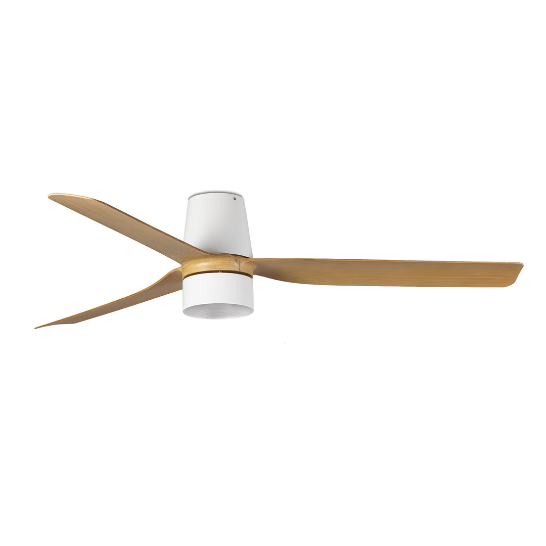 Ventilateur de plafond Punt Tub blanc à pales effet érable avec lumière LED 10 W à diffuseur en verre