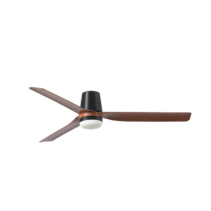 Ventilateur de plafond Punt Tub noir à pales effet noyer avec lumière LED 18 W
