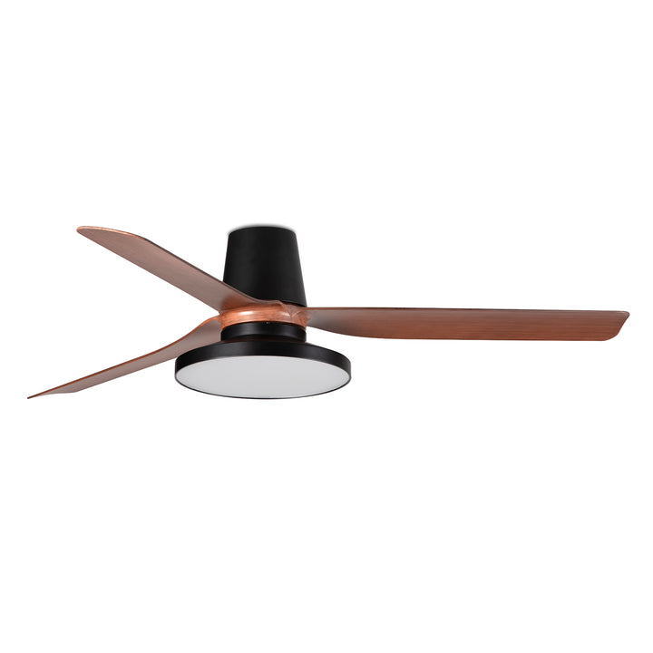 Ventilateur de plafond Punt Tub noir à pales effet noyer avec lumière LED 20 W à diffuseur prismatique