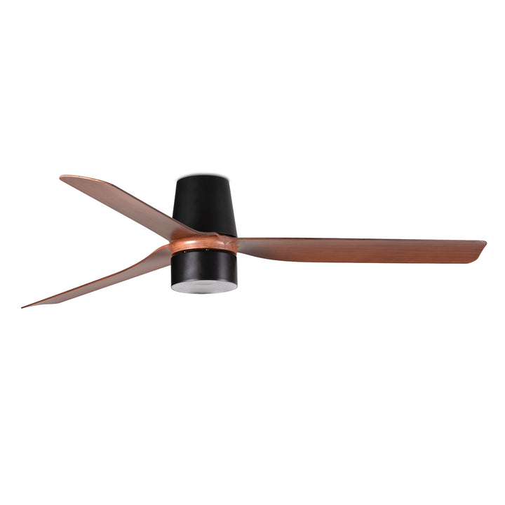 Ventilateur de plafond Punt Tub noir à pales effet noyer avec lumière LED 10 W à diffuseur en verre