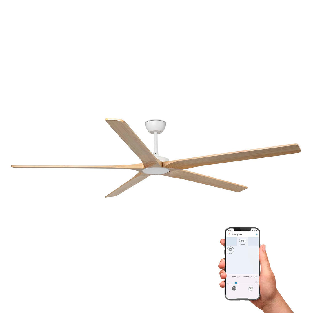 Ventilateur de plafond Bigwood Ø 200 cm blanc et pin de Faro Barcelona