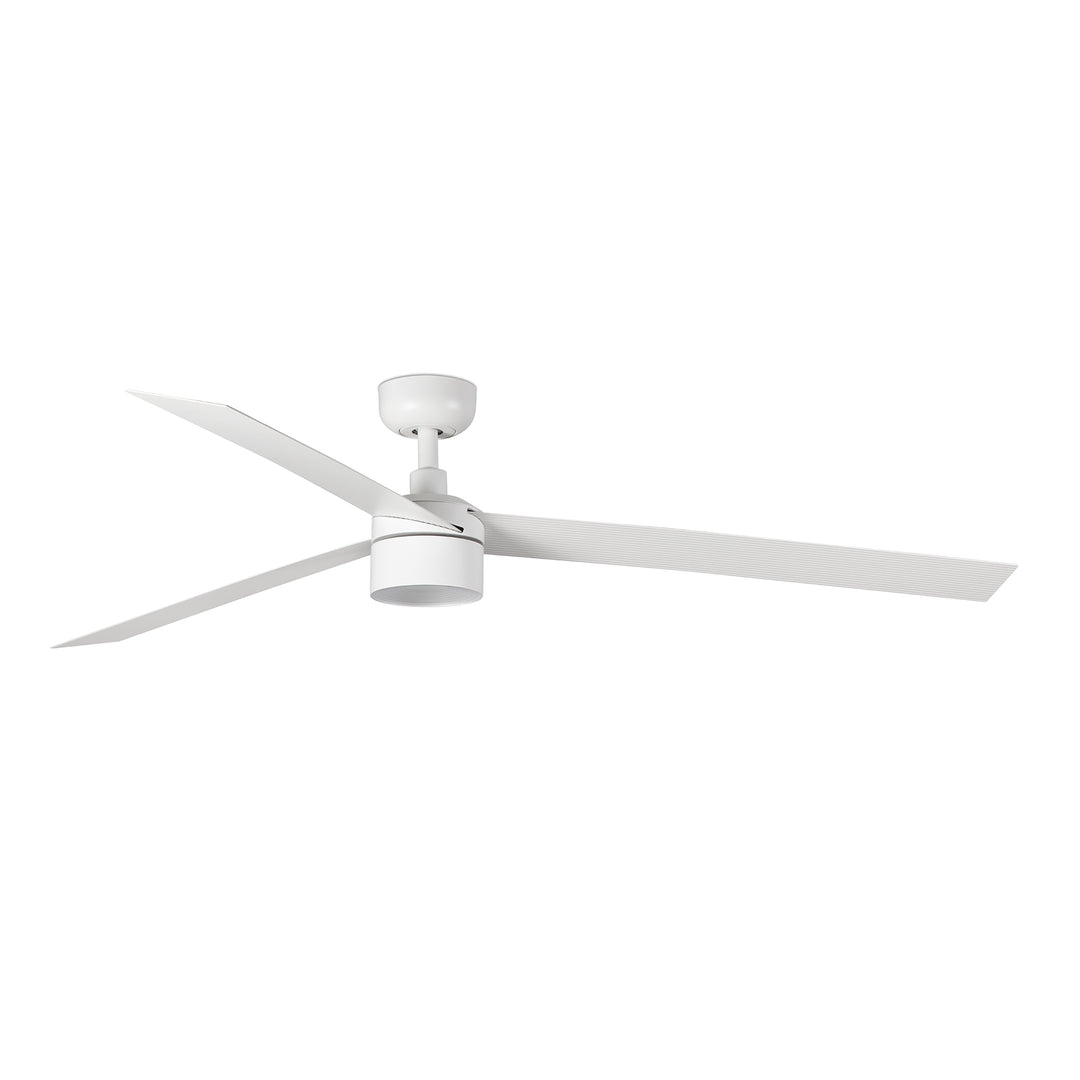 Ventilateur de plafond Cruiser 160 cm blanc avec lumière LED en verre de Faro Barcelona