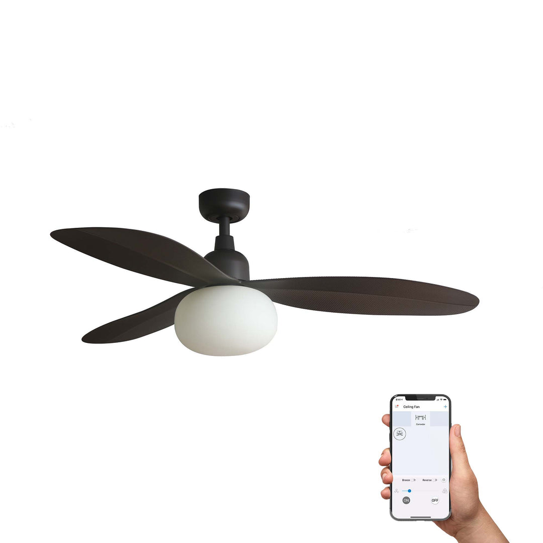 Ventilateur de plafond Palma marron avec lumière E27 Wi-Fi de Faro Barcelona