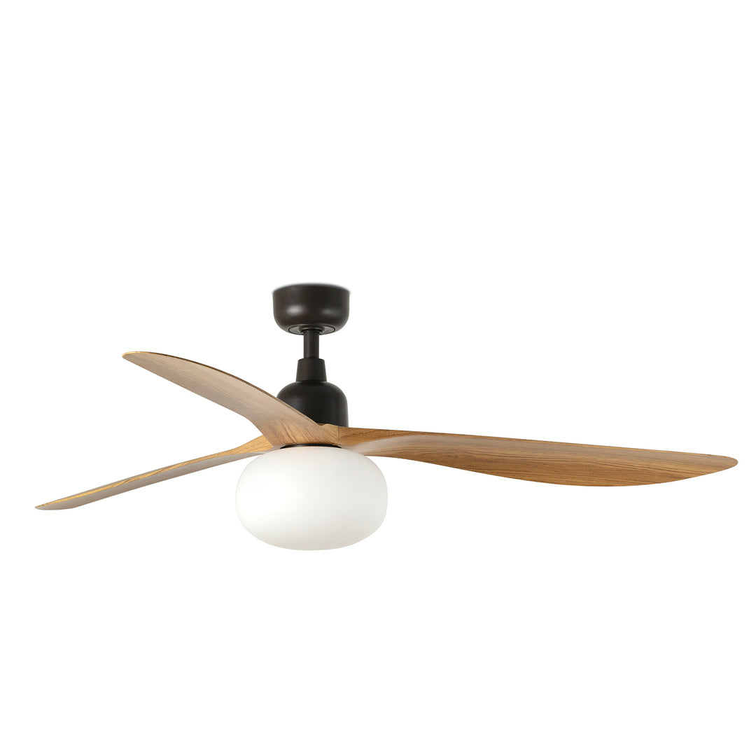Ventilateur de plafond Outwood marron aux pales chêne avec lumière E27