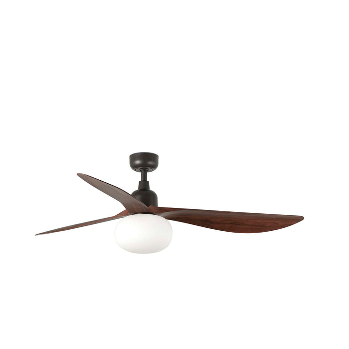 Ventilateur de plafond Outwood marron aux pales noyer avec lumière E27