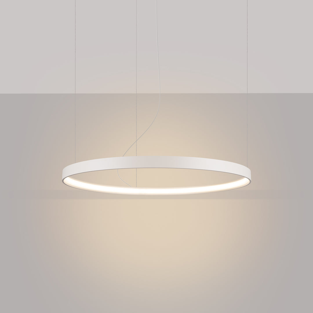 Lustre anneau RIO beige allumée, suspendu