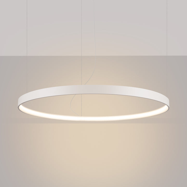 Lustre anneau RIO beige allumée, suspendu