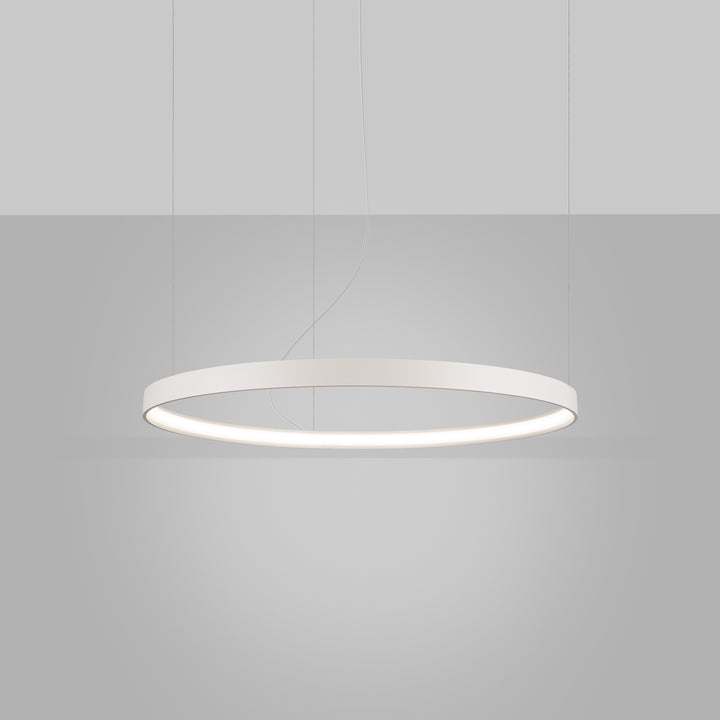 Lustre anneau RIO beige allumée, suspendu