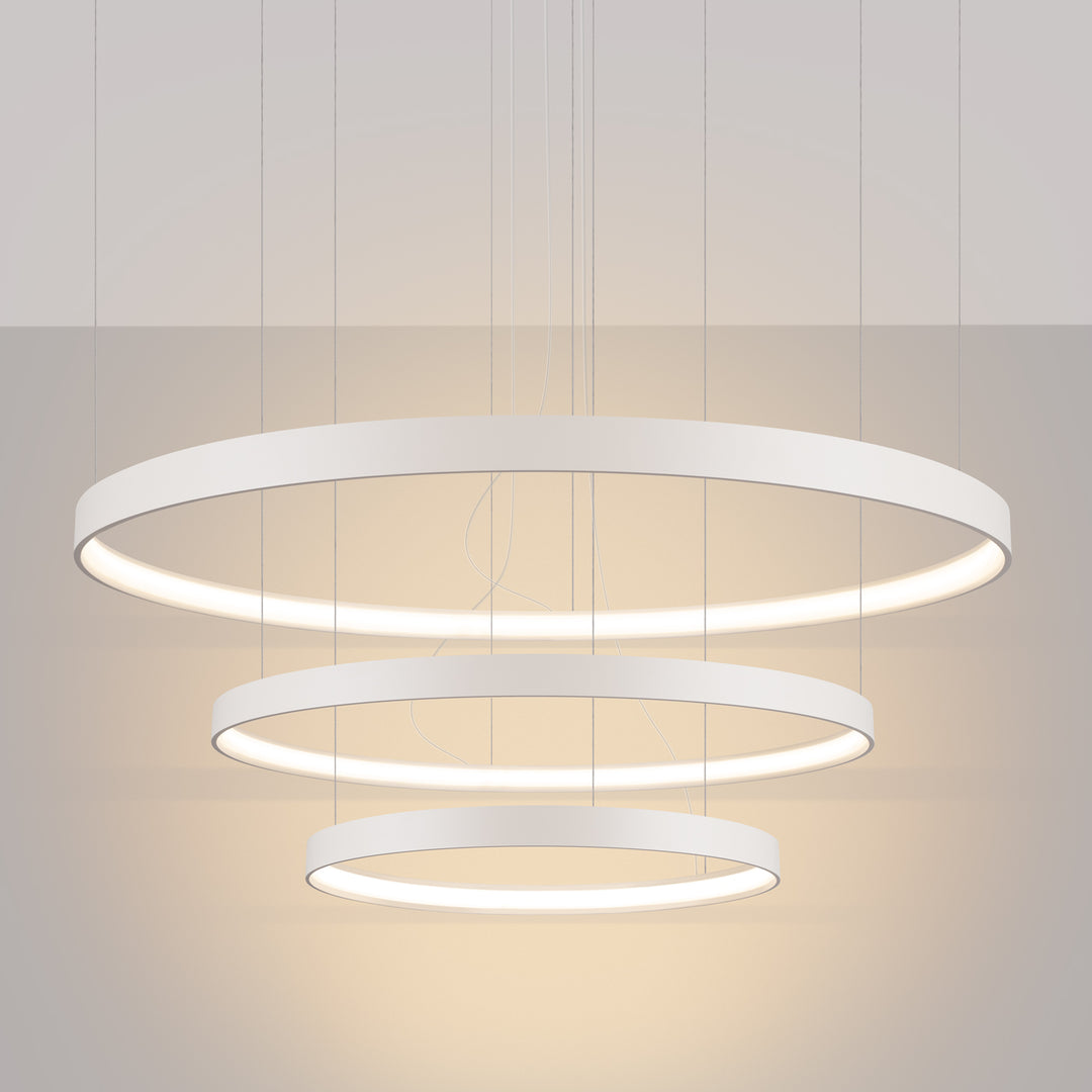 Lustre anneau RIO beige allumée, suspendu