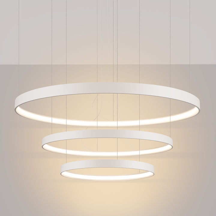 Lustre anneau RIO beige allumée, suspendu