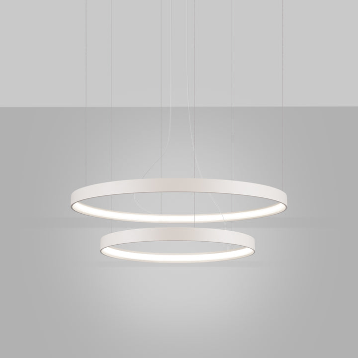 Lustre anneau RIO beige allumée, suspendu