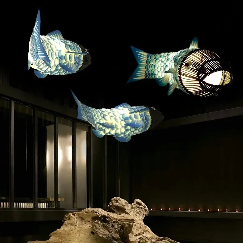 Suspension luminaire poisson design unique déco créative