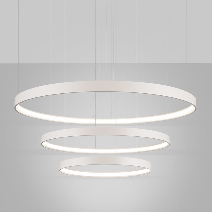 Lustre anneau RIO beige allumée, suspendu