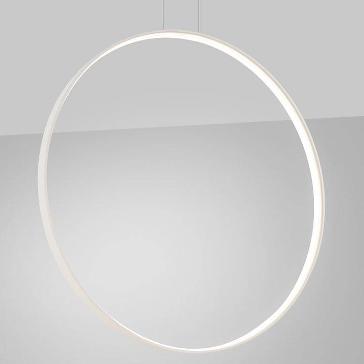 Suspension anneau RIO beige allumée, suspendue