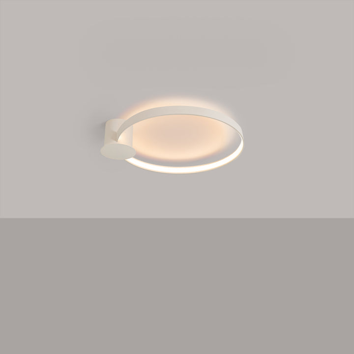 Plafonnier anneau RIO beige allumée, au plafond