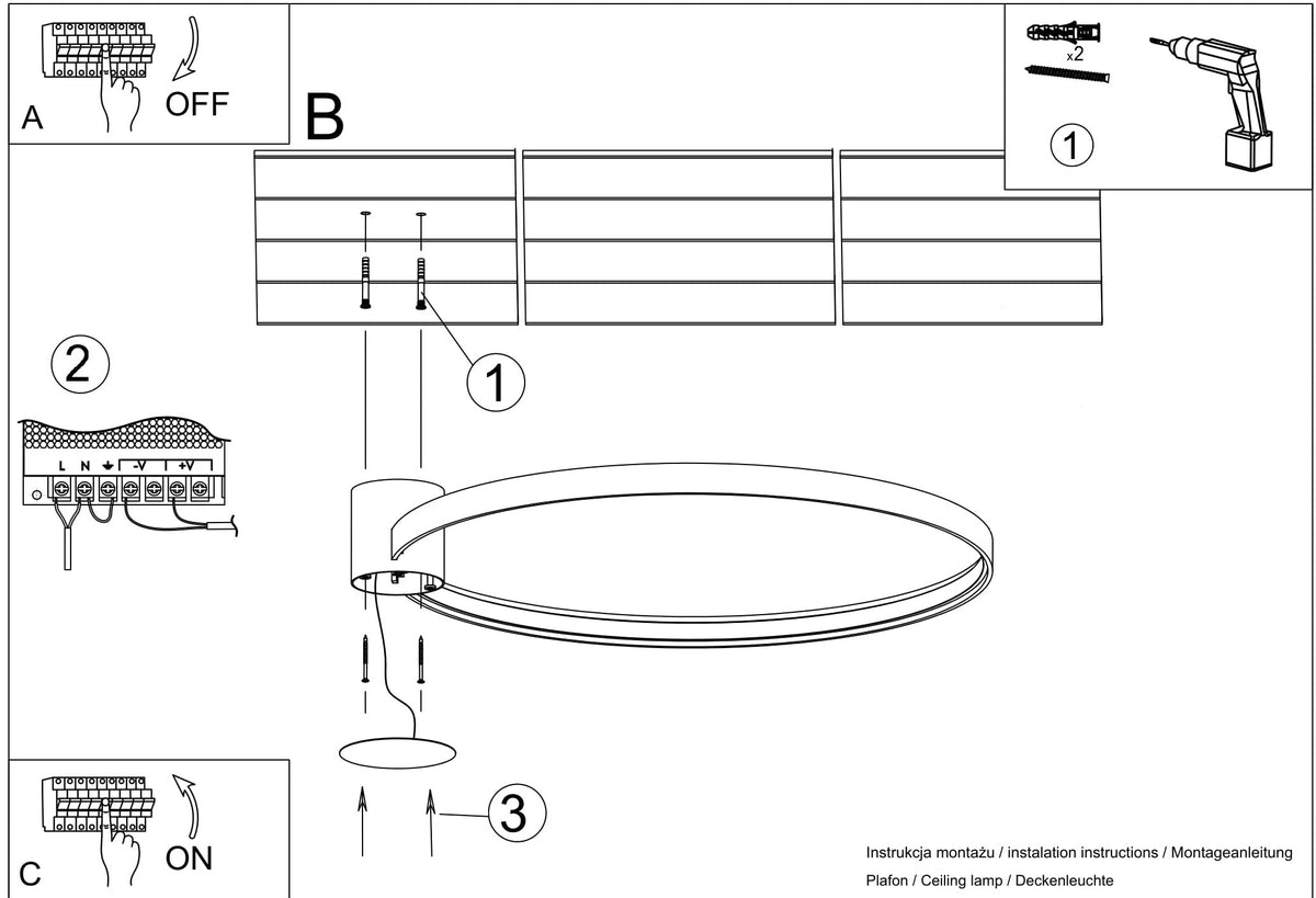 Schéma d'installation du luminaire