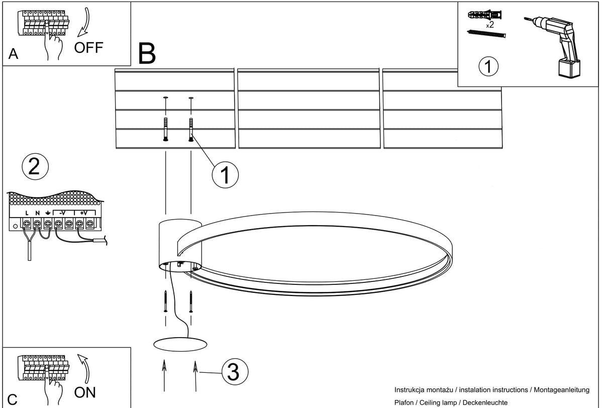 Schéma d'installation du luminaire