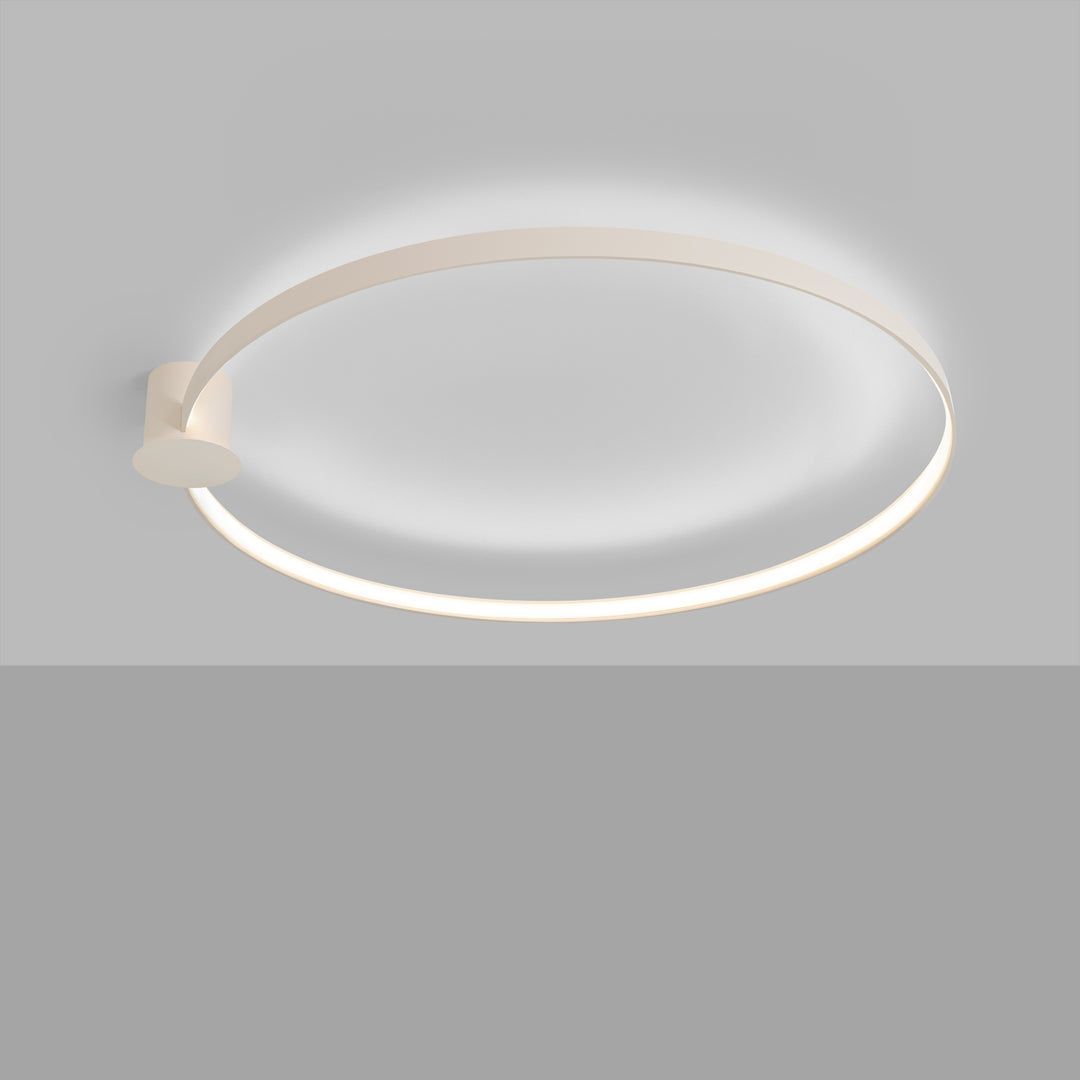 Plafonnier anneau RIO beige allumée, au plafond