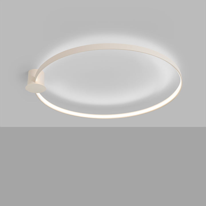 Plafonnier anneau RIO beige allumée, au plafond