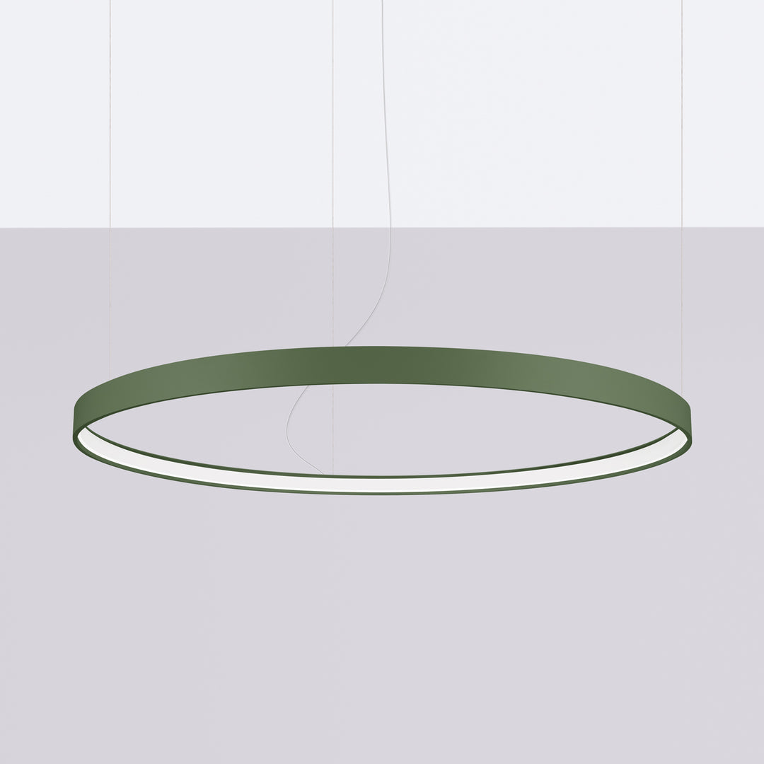 Lustre anneau RIO vert olive éteinte, suspendu