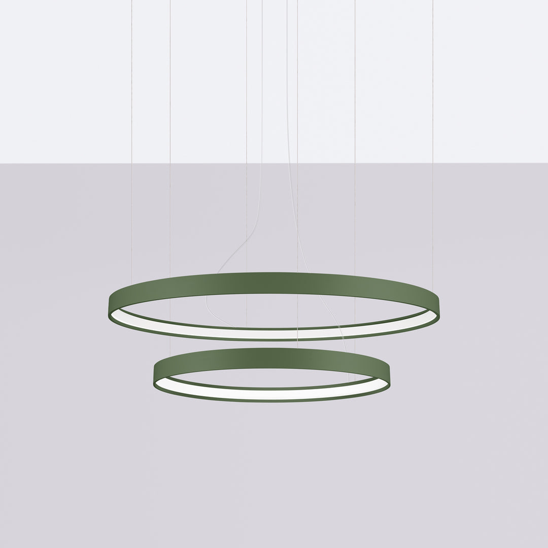Lustre anneau RIO vert olive éteinte, suspendu