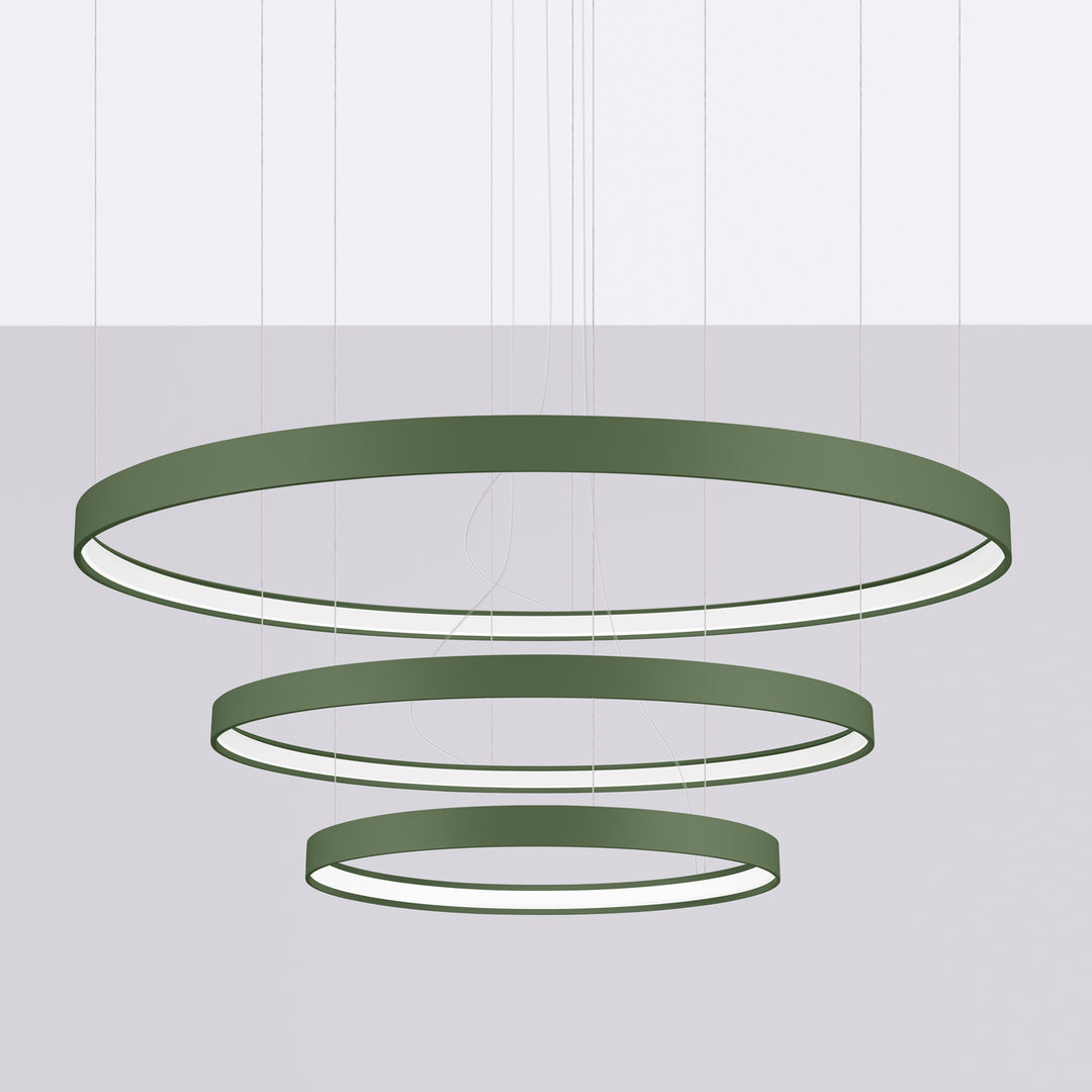 Lustre anneau RIO vert olive éteinte, suspendu